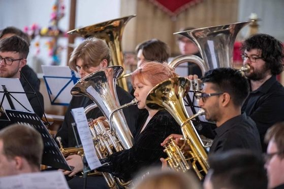 Euphonium section in performance